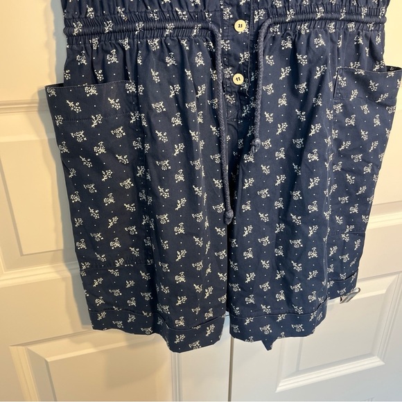 LIZSPORT 80'S Y2K One Piece Jumper Romper Shorts Size Medium Navy - Picture 2 of 6